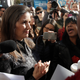 Oakland Mayor Libby Schaaf talks with women from the group Moms 4 Housing outside of City Hall in Oakland, Calif. on Jan. 7, 2020.